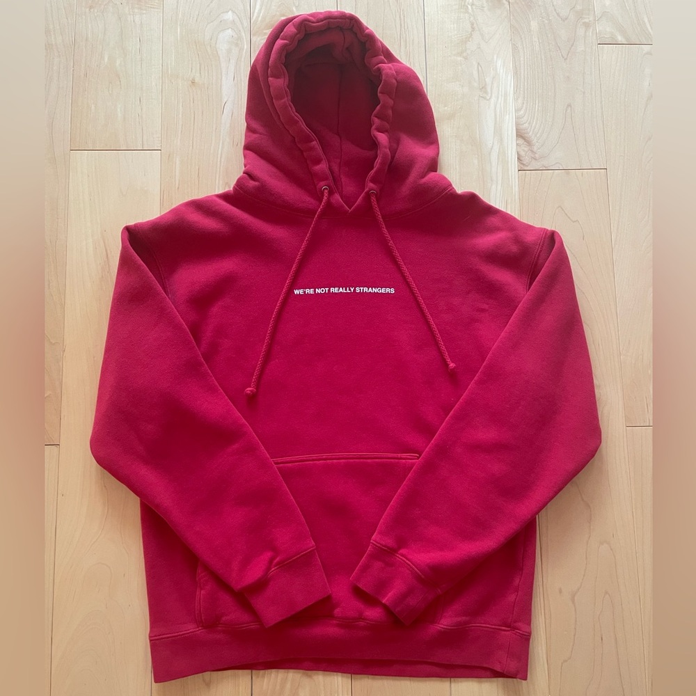 Women’s We’re Not Really Strangers Logo Red Hoodie